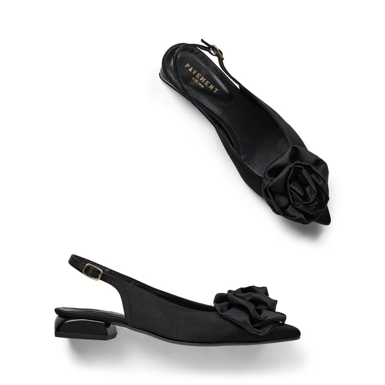 Pavement Kala Rose Slingback Black satin 705