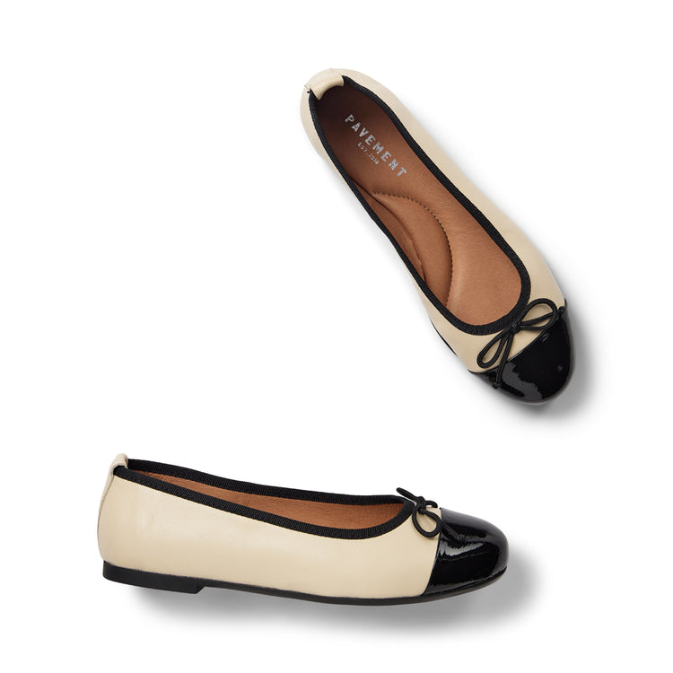 Pavement Lucy ballerinas Beige/Black Patent 719
