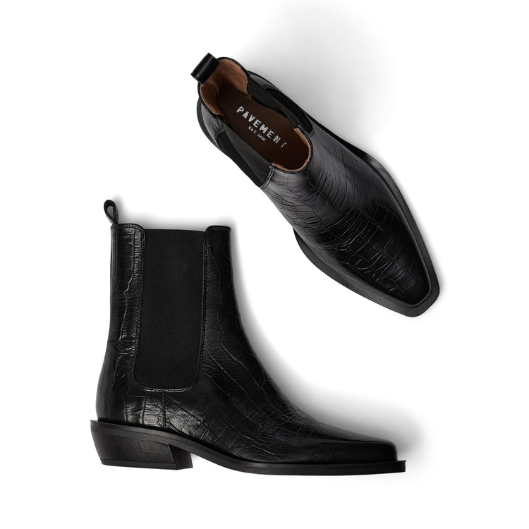 Pavement PAAlmira Croco Boots Black 020