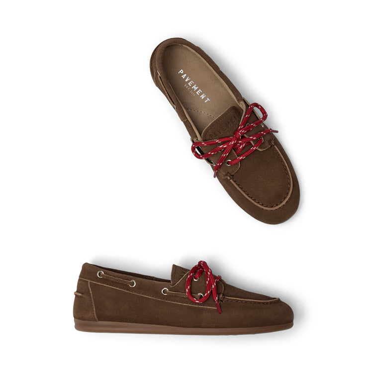Pavement PAMarin Lace Loafers brown suede /red 886