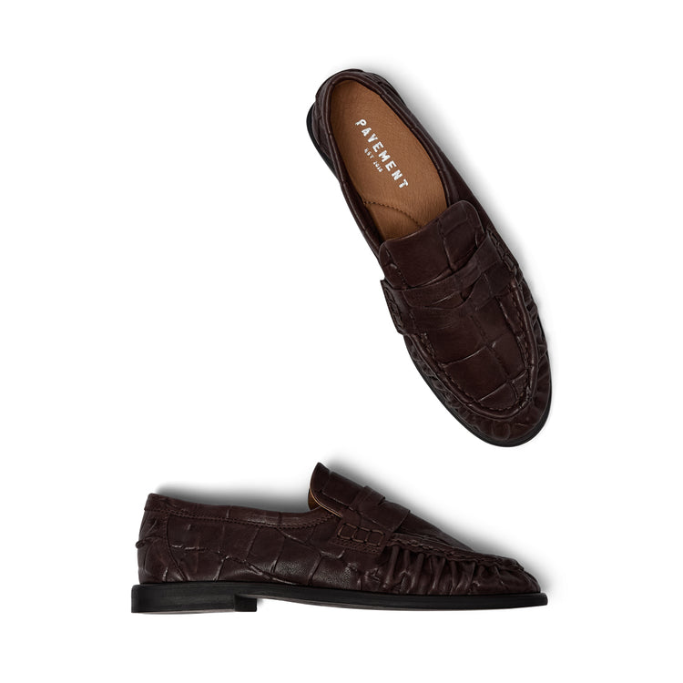 Pavement PA Elmira Croco Loafers Brown 067